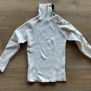Zara Cream Button-Detail Turtleneck Sweater